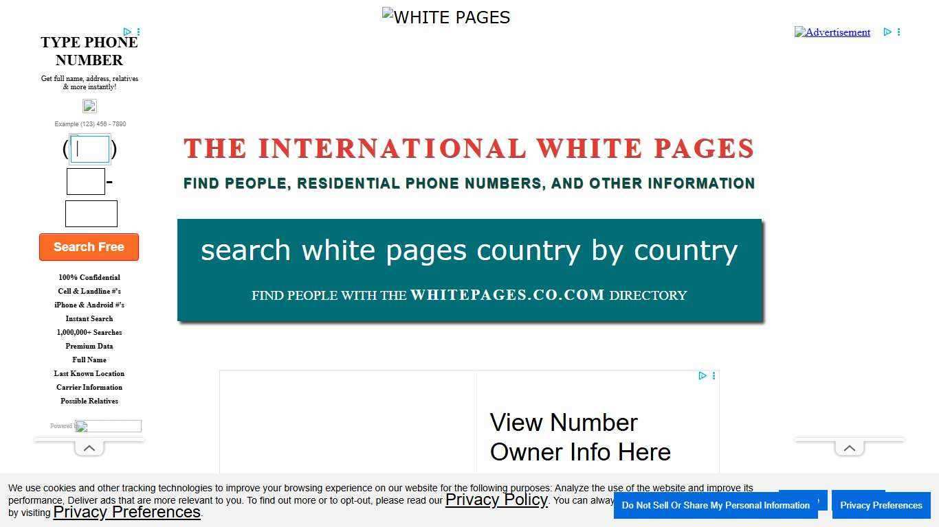 White Pages Directory Lookup